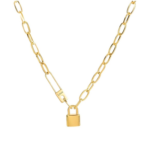 LOCK NECKLACE, 18K GOLD PLATED STEEL - Picture 1 of 1